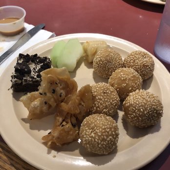 Tin Tin Buffet Restaurant - My dessert plate with lots of sesame balls. - Buffets Near Me - Brighton, Massachusetts Tin Tin Buffet Restaurant - My dessert plate with lots of sesame balls. - Buffets Near Me - Brighton, Massachusetts