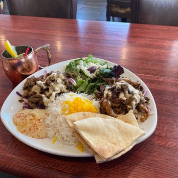 Pom & Olive - Shawarma Trio and Mediterranean Mule - Mediterranean Near Me - Costa Mesa, California