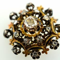 Uptown Pawn - Original diamond brooch... one of a kind with a 2.00ct rustic old mine cut/ 150 years old?