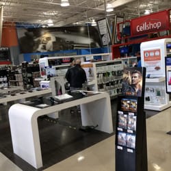 Best Buy - Huge cell phone display when you first walk in.