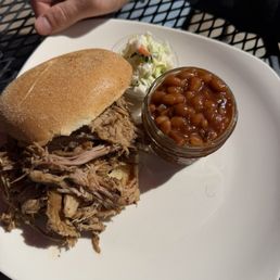 Pulled Pork Sandwich side of Baked Beans