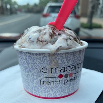 Le Macaron French Pastries - 1/2 No Sugar Added Vanilla Gelato topped w/ Coconut Chocolate Fudge Gelato -- EXCELLENTE! - Macarons Near Me - Wesley Chapel, Florida Le Macaron French Pastries - 1/2 No Sugar Added Vanilla Gelato topped w/ Coconut Chocolate Fudge Gelato -- EXCELLENTE! - Macarons Near Me - Wesley Chapel, Florida
