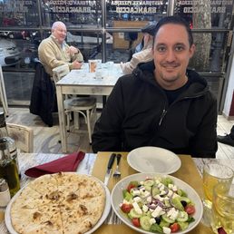 Greek salad and the house bread Greek salad and the house bread