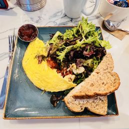 This is the egg scramble with goat cheese. My wife loved it!