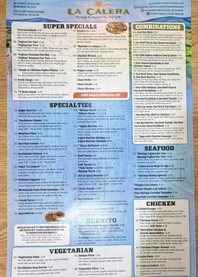 Menu photo 2 La Calera Mexican Bar & Grill Mcmurray, PA