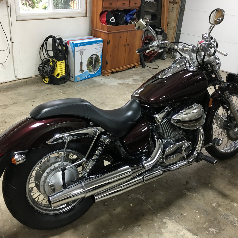 The end product by Steve and Jeff and crew. They took a stock 2008 Honda Shadow and turned it into a work of art.