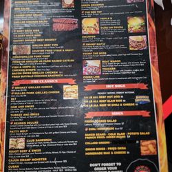 The Red Top Pit Stop - Lunch And Dinner menu