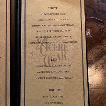 Acere Cigar - the menu of the restaurant - Cigar Bars Near Me - Lithia Springs, Georgia