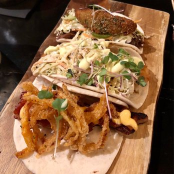 Hangar Kitchen Plus Bar - Taco Trio: Pork belly, fish, short rib - Tacos Near Me - St. Louis, Missouri