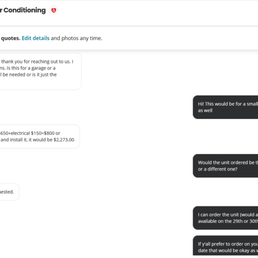 (Yelp 1) Initial consultation where inclusion of electrical WAS INQUIRED & CONFIRMED. Offer to order unit. (Yelp 1) Initial consultation where inclusion of electrical WAS INQUIRED & CONFIRMED. Offer to order unit.