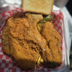 Big Boi’s Chicken-N-Waffles - Pork chops and a catfish filet basket.