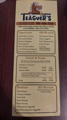 Menu photo 4 Teaguer's Pub and Restaurant Chincoteague, VA