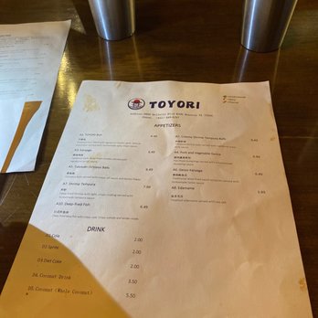 Toyori - Another dirty menu - Ramen Near Me - Houston, Texas