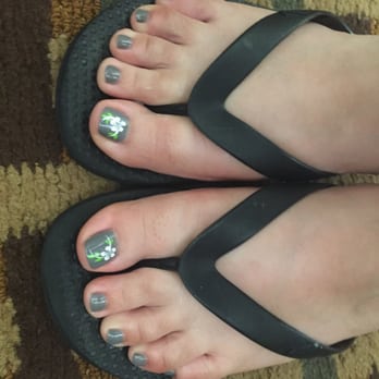 Ava Nails & Spa - Grey with flower design = ) - Nail Salons Near Me - Antelope, California