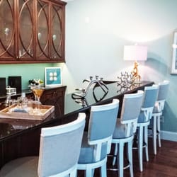 Adrienne's Decor - Custom made barstools compliment the wall color beautifully!
