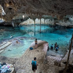 Taak Bi Ha - Cenote Taak Bi Ha. View after you climb down the stairs to the first platform.
