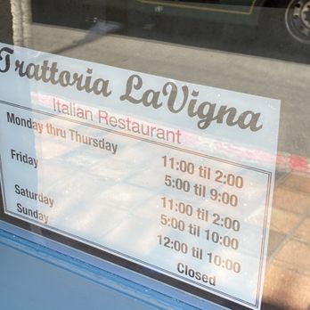 Trattoria La Vigna - Days and Hours of Operations - Italian Near Me - Galveston, Texas Trattoria La Vigna - Days and Hours of Operations - Italian Near Me - Galveston, Texas