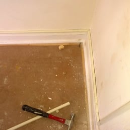 I asked them to channel the wall but use wire mold on the ceiling (it's concrete). Instead, they made this mess on the wall. I asked them to channel the wall but use wire mold on the ceiling (it's concrete). Instead, they made this mess on the wall.