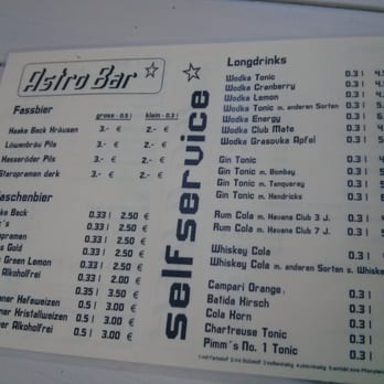 Astro Bar - La carte - Cocktail Bars Near Me - Berlin, BE Astro Bar - La carte - Cocktail Bars Near Me - Berlin, BE