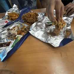 Krispy Krunchy Chicken - Eating the tenders