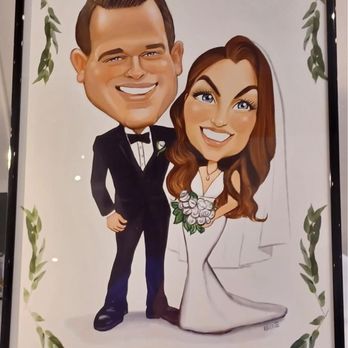 Smug Mugz - Bride & Groom drawing from photos of us. - Caricatures Near Me