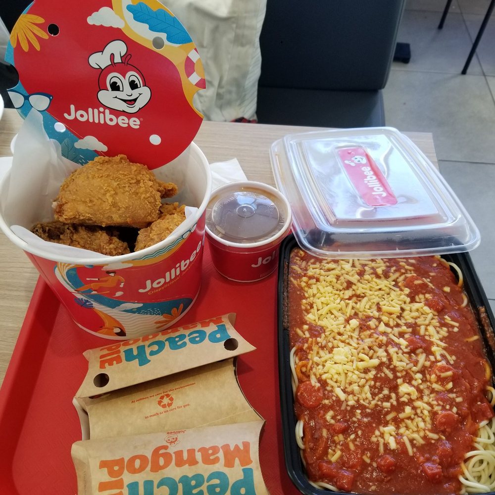 Jollibee - B has 6 chickenjoys, spaghetti amd Peach mango pie - Chicken Shop Near Me - Alhambra, California Jollibee - B has 6 chickenjoys, spaghetti amd Peach mango pie - Chicken Shop Near Me - Alhambra, California