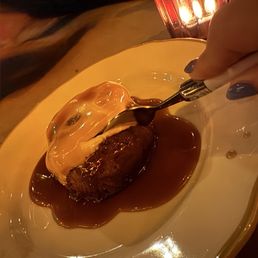 Spice cake dessert with butterscotch sauce Spice cake dessert with butterscotch sauce
