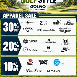 Golfio SuperStore - Refresh Your Golf Style at Golfio!
Your favorite golf brands are now 10%, 20% & 30% OFF!
