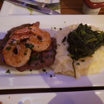 Moonshine Philly - Surf and turf. Steak tasted cheap. Potatoes and shrimp were decent - Gastropubs Near Me - Philadelphia, Pennsylvania