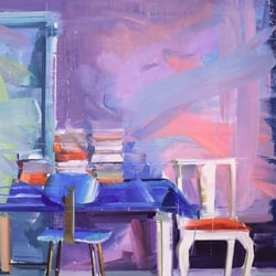 Modern Artists Gallery - Paul Wright Two Chairs and a Door Oil on canvas