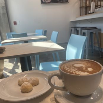 New World Cafe - Durham - Almond Cookies and large flat white - Coffee & Tea Near Me - Durham, North Carolina New World Cafe - Durham - Almond Cookies and large flat white - Coffee & Tea Near Me - Durham, North Carolina