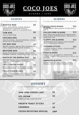 Menu photo 6 Coco Joe's Algona, WA