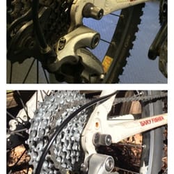 Epicenter Cycling - Aptos - New SRAM chain & cassette, as well as some stainless brake lines :) Top: Before | Bottom: After