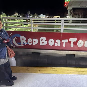 Red Boat Water Tours - Mama with the sign - Boat Tours Near Me - Saint Augustine, Florida Red Boat Water Tours - Mama with the sign - Boat Tours Near Me - Saint Augustine, Florida