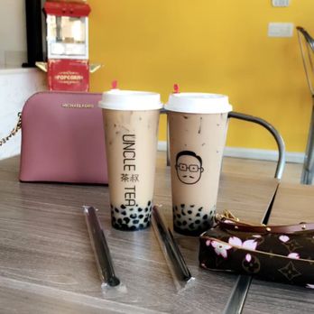 Uncle Tea - Left: Hokkaido Milk Tea w/boba; Right: Regular Milk Tea w/boba - Coffee & Tea Near Me - West Covina, California Uncle Tea - Left: Hokkaido Milk Tea w/boba; Right: Regular Milk Tea w/boba - Coffee & Tea Near Me - West Covina, California