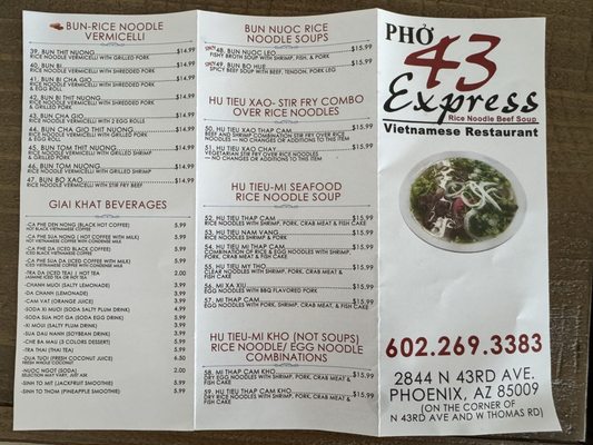 Menu photo 1 PHO 43 Phoenix, AZ Menu photo 1 PHO 43 Phoenix, AZ
