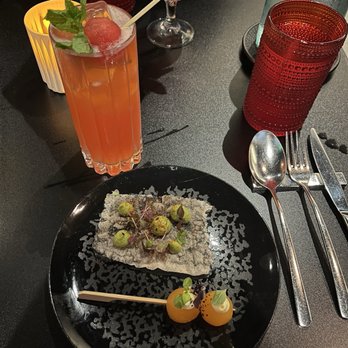 Cranes Spanish Kaiseki - Nori and rice cracker, melon, ole omagari (mocktail) - Tapas Bars Near Me - Washington, DC, District of Columbia