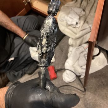 Rooter Hero Plumbing - evidence of Grease on Snake cable on trip 1 - Plumbing Near Me - San Leandro, California