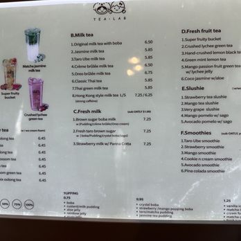 Tea Lab - Menu - Bubble Tea Near Me - Plantation, Florida
