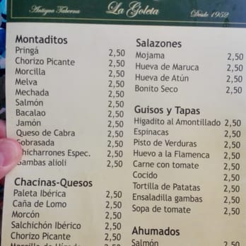 Manolo Cateca - Carta de tapas - Tapas Bars Near Me - Seville, SE