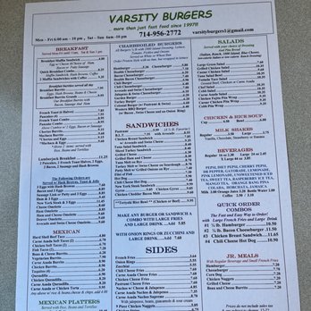 Varsity Burger - Menu - Burgers Near Me - Anaheim, California Varsity Burger - Menu - Burgers Near Me - Anaheim, California