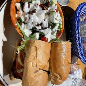 Magnolia Point - The shrimp po-boy with side salad. - Seafood Near Me - Birmingham, Alabama Magnolia Point - The shrimp po-boy with side salad. - Seafood Near Me - Birmingham, Alabama