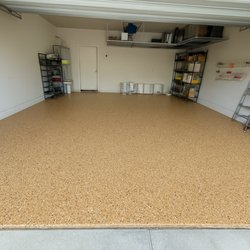 Clean Air Epoxy - Mocked sample photo of Flake in customer garage before we do it so they can visualize the potential outcome.