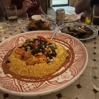 Le Bazaar - Main course couscous with tasty veg. Our table of 7 went with chicken, beef, and fish - Moroccan Near Me - Kihei, Hawaii Le Bazaar - Main course couscous with tasty veg. Our table of 7 went with chicken, beef, and fish - Moroccan Near Me - Kihei, Hawaii