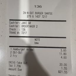 The bill and after messing my whole order up.
