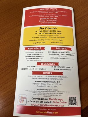 Menu photo 3 Giovanni's Pizza Portsmouth, OH