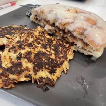 SYRUP - St Charles - Classic Potato Cakes + 1/2 Cinnamon Swirl Pancake - Breakfast & Brunch Near Me - St. Charles, Illinois SYRUP - St Charles - Classic Potato Cakes + 1/2 Cinnamon Swirl Pancake - Breakfast & Brunch Near Me - St. Charles, Illinois