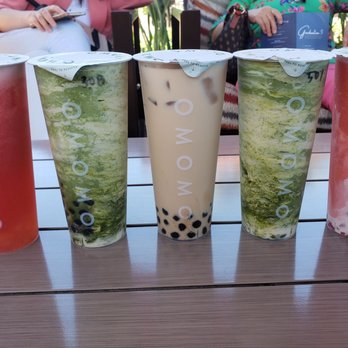 OMOMO Tea Shoppe - Strawberry green tea, omomo matcha, black jade milk tea, strawberry tornadoe - Coffee & Tea Near Me - Irvine, California