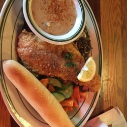 Grandma’s Saloon & Grill - Miller Hill - Walleye alla Rosa  A generous fillet of cold water Canadian walleye lightly coated with our special Cajun-seasoned flour and pan-fried Yumm