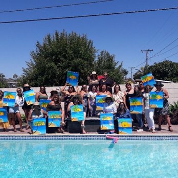Joyful Expressions Paint and Taste - Carol's Mimosa Sip & Paint Pool Party - Paint & Sip Near Me - Gardena, California